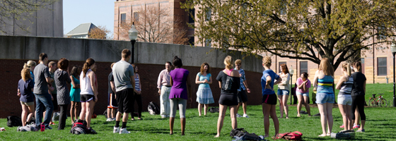 students on the quad